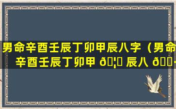 男命辛酉壬辰丁卯甲辰八字（男命辛酉壬辰丁卯甲 🦄 辰八 🌷 字解析）